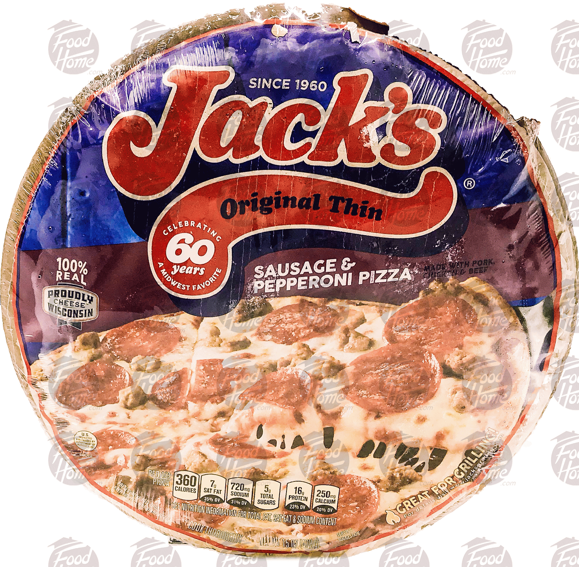 Jack's Original Thin supreme pizza with sausage, pepperoni, green peppers & onions Full-Size Picture